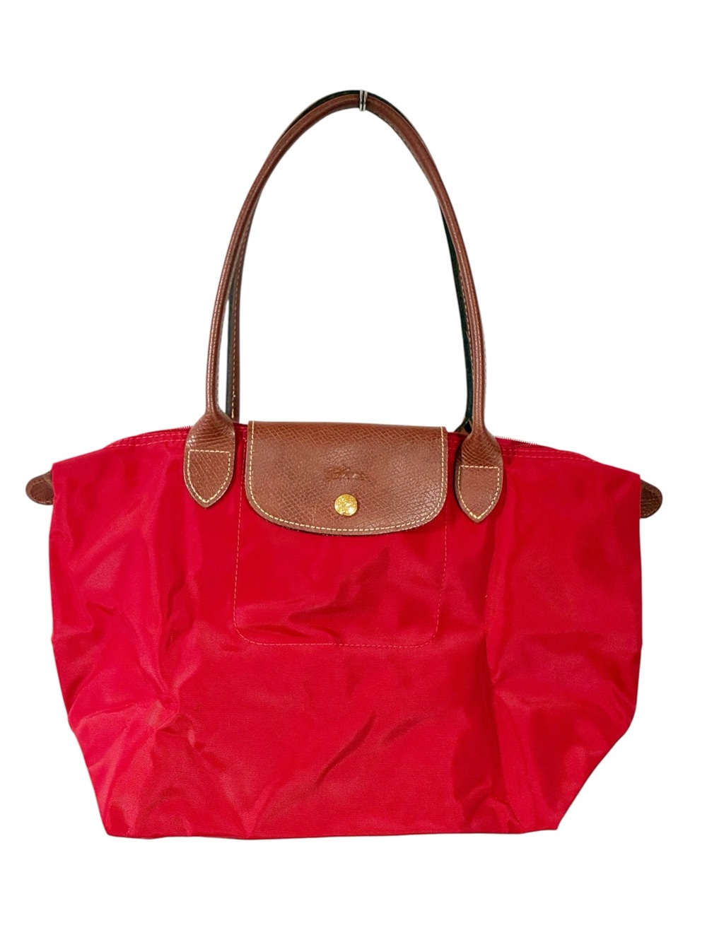 Longchamp Le Pliage Medium Top Handle Tote/Satchel in Garance Red Nylon